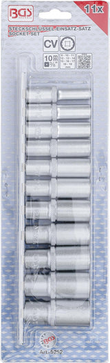 Galvučių rinkinys, 12 kampų, ilgos | 10 mm (3/8") | 8 - 19 mm | 11 vnt. (5252)