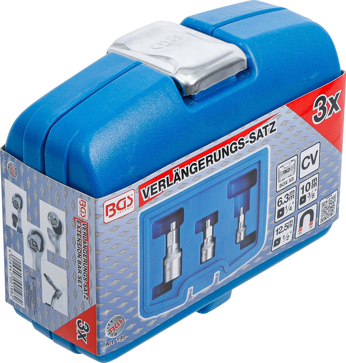 Magnetinių ilgintuvų rinkinys | 6.3 mm (1/4") / 10 mm (3/8") / 12,5 mm (1/2") (198)