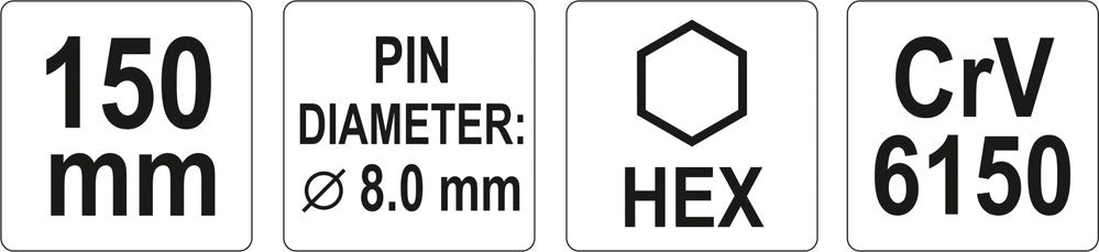 Išmušėjas / punšas | CrV615 | 8x150 mm (YT-47146)