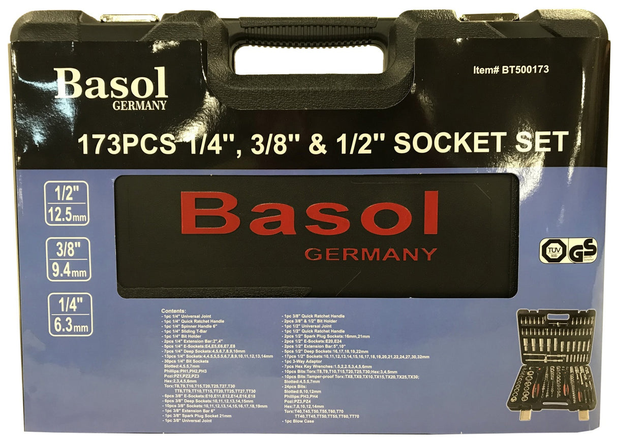 Įrankių rinkinys | 6.3 mm (1/4") / 10 mm (3/8") / 12,5 mm (1/2") | 173 vnt. (BT500173)