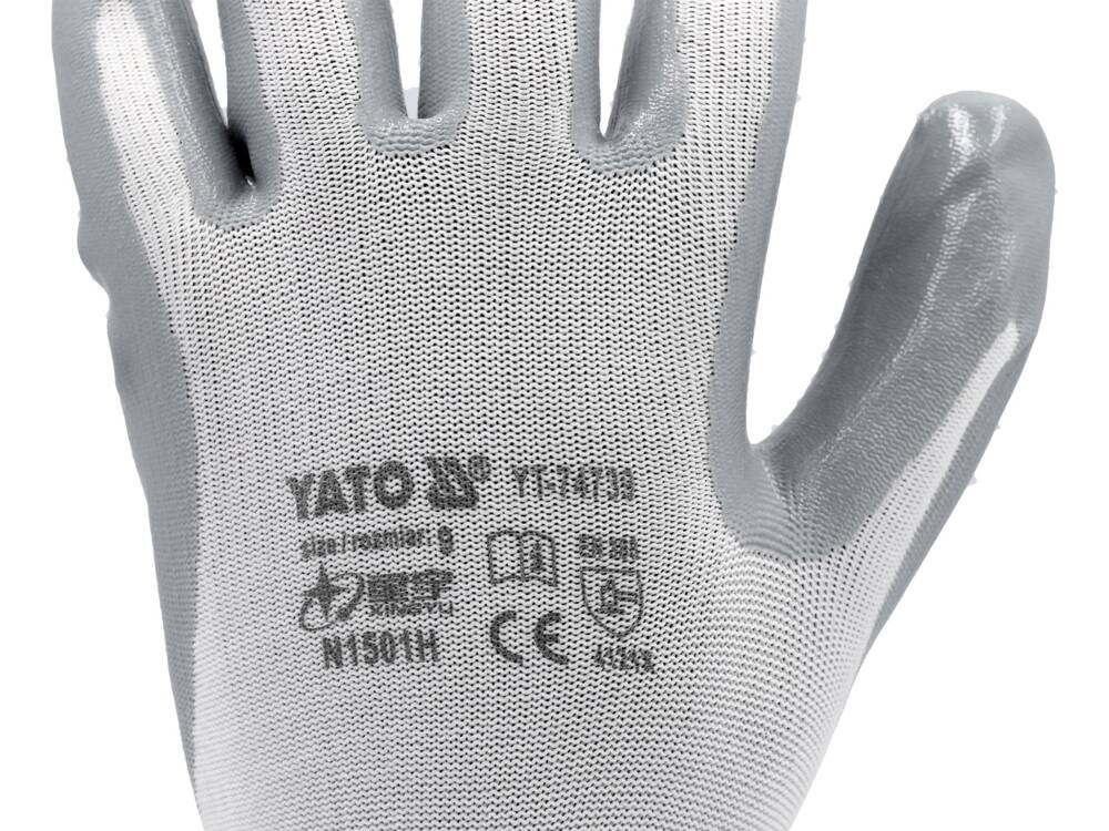 Darbo pirštinės baltos | nailonas / poliuretanas | 10 dydis (YT-7474)