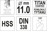 Grąžtas metalui HSS-TIN 11.0 mm (YT-44664)