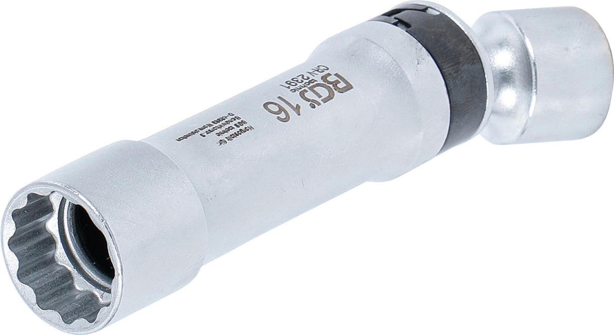 Galvutė žvakėms šarnyrinė 12 kampų, su atramine spyruokle | 10 mm (3/8") | 16 mm (2391)