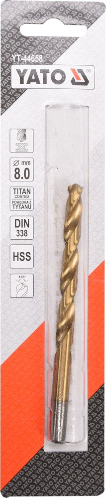 Grąžtas metalui HSS-TIN 8.0 mm (YT-44658)