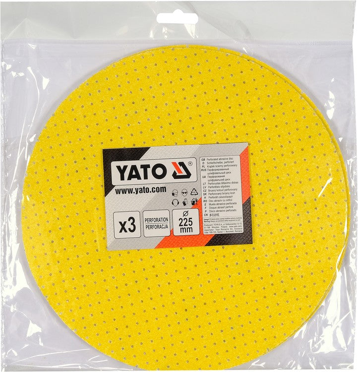 Perforuotas šlifavimo diskas su Velcro | P80 | 225mm | 3 vnt. (YT-846013)