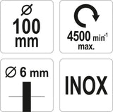 Šepetys puodo tipo su kotu | nerūdijantis plienas | INOX | 100 mm (YT-47511)