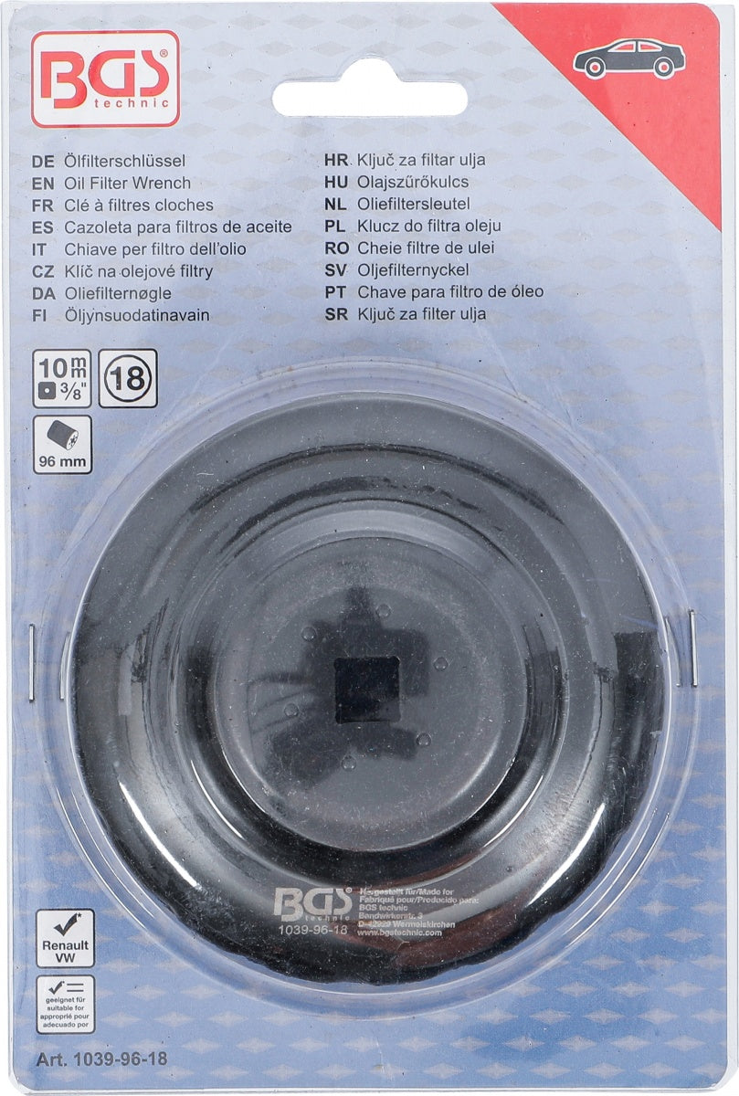 Lėkštelė tepalo filtrui | 18 kampų | Ø 96 mm | Renault, VW (1039-96-18)