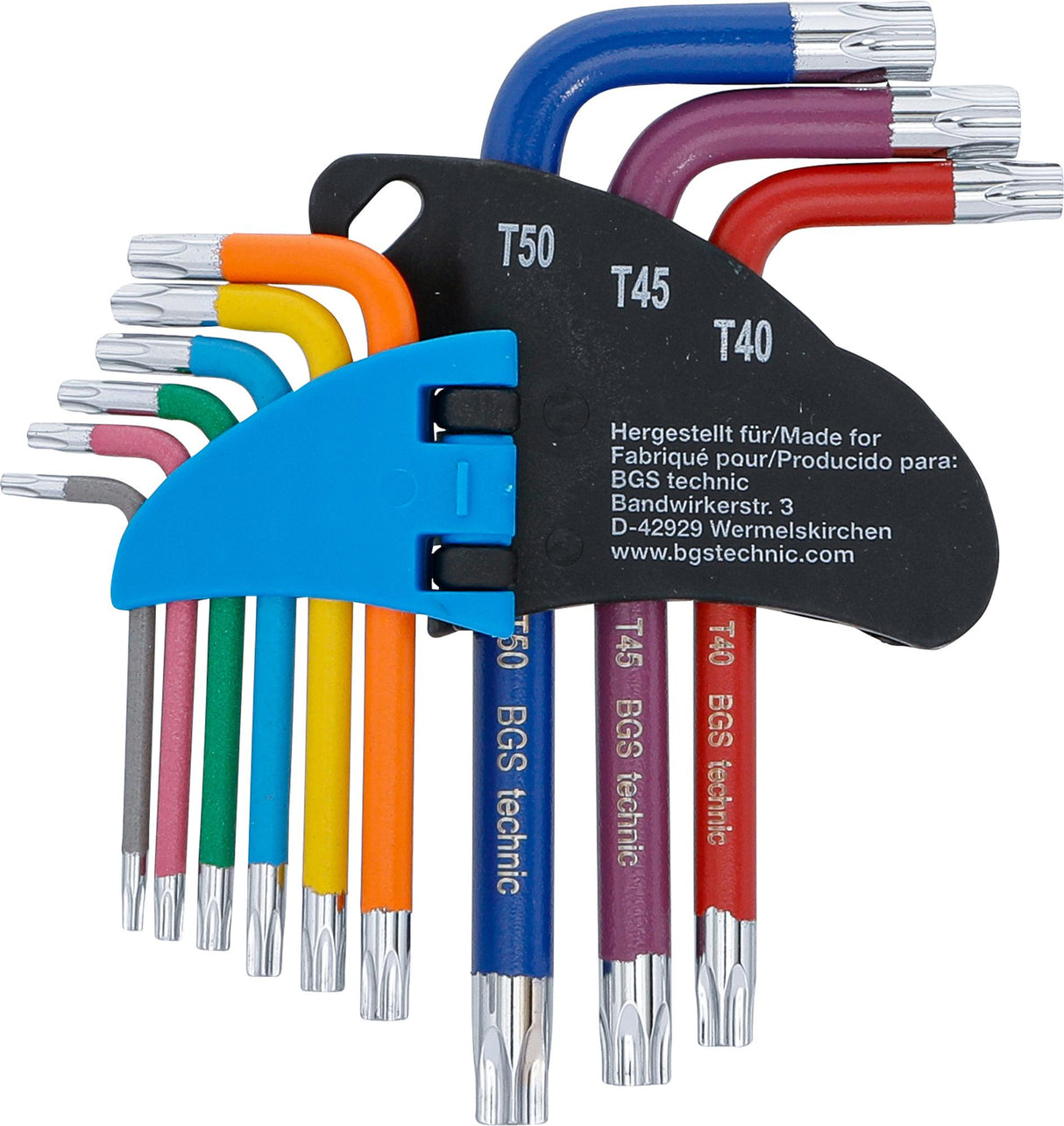 L-TYPE WRENCH SET | MULTICOLOUR | SHORT | T-STAR (FOR TORX) T10 - T50 | 9 PCS. (74457B)