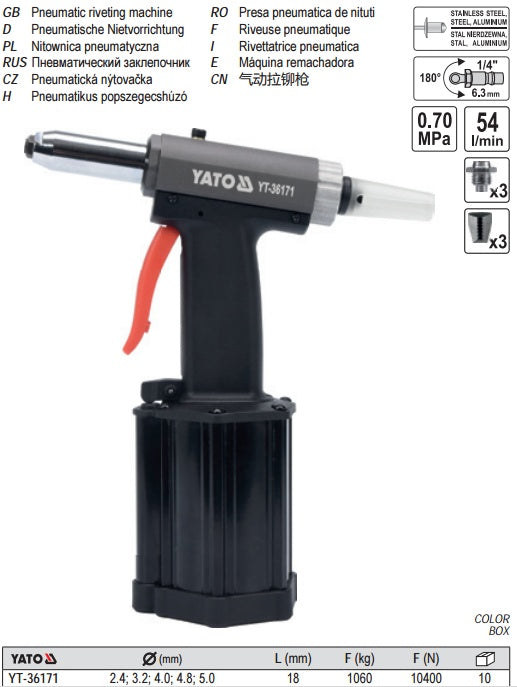 Kniediklis pneumatinis | 2,4 - 5,00 mm (YT-36171)