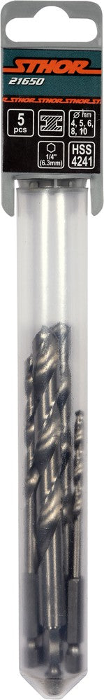 Grąžtų rinkinys su Hex 6.3 mm (1/4") galu | HSS 4241 | 4 - 10 mm | 5 vnt. (21650)