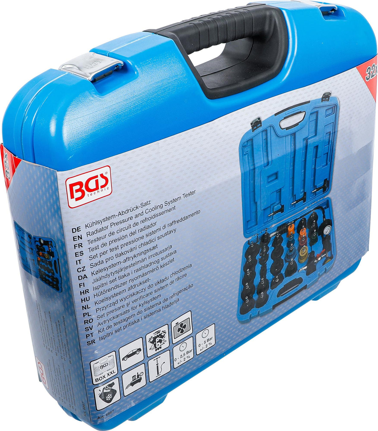 Radiatoriaus slėgio ir aušinimo sistemos testeris | 32 vnt. (6867)