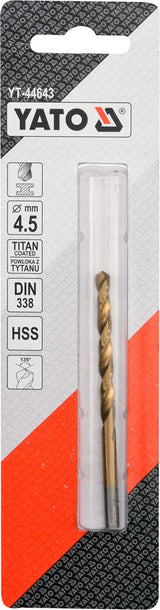 Grąžtas metalui HSS-TIN 4.5 mm (YT-44643)