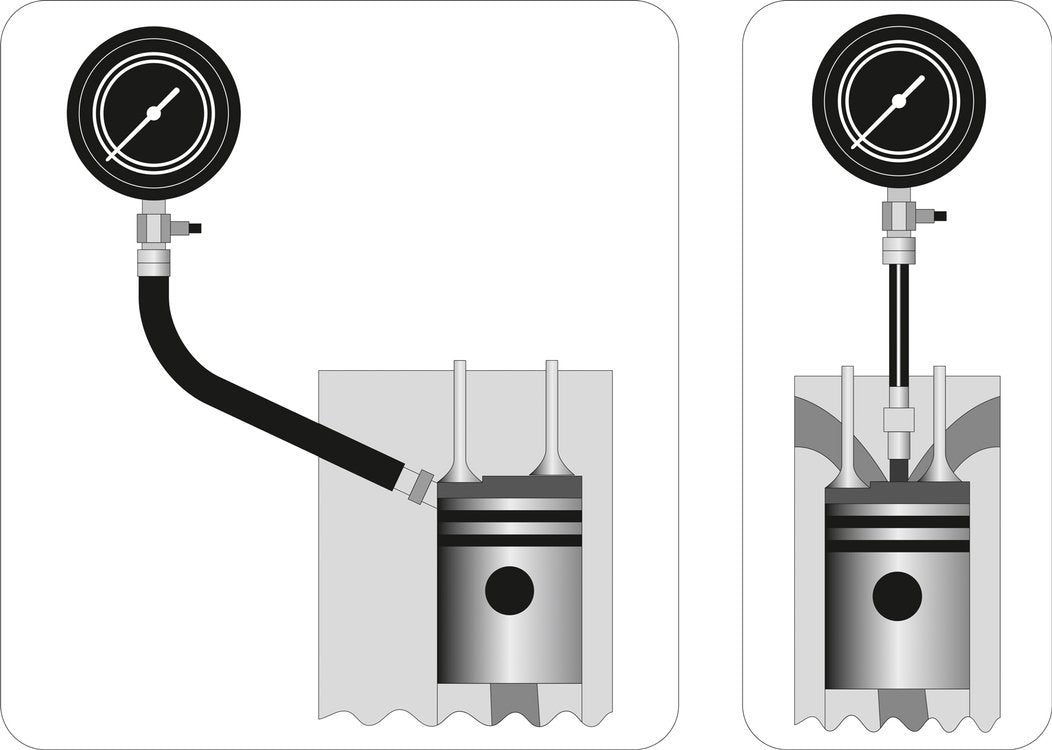 Dyzelinis kompresijos matuoklis su adapteriais (YT-73072)