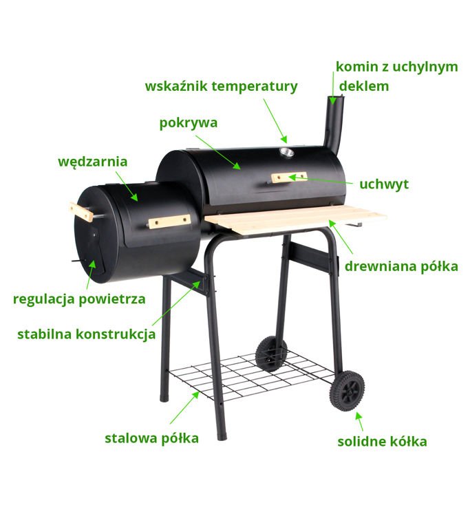 Lauko kepsninė / grilis | su dangčiu ir grotelėmis | 60 cm (99513)