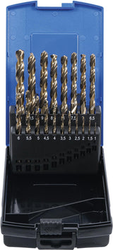 Grąžtų rinkinys | HSS-G M35 kobalto plienas | 1 - 10 mm | 19 vnt. (9297)