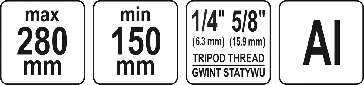 ALUMINIUM TRIPOD  MAXIMUM HEIGHT 280MM (YT-30471)