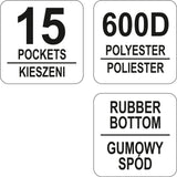 Krepšys įrankiams su guminiu korpusu 16" | 15 kišenių (YT-74361)