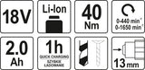Akumuliatorinis suktukas gręžtuvas LI- ION 18V 2 greičiai (YT-82780)