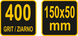 Galąstuvas deimantinis | perforuota plokštelė | 150 X 50 mm | P 400 (26131)