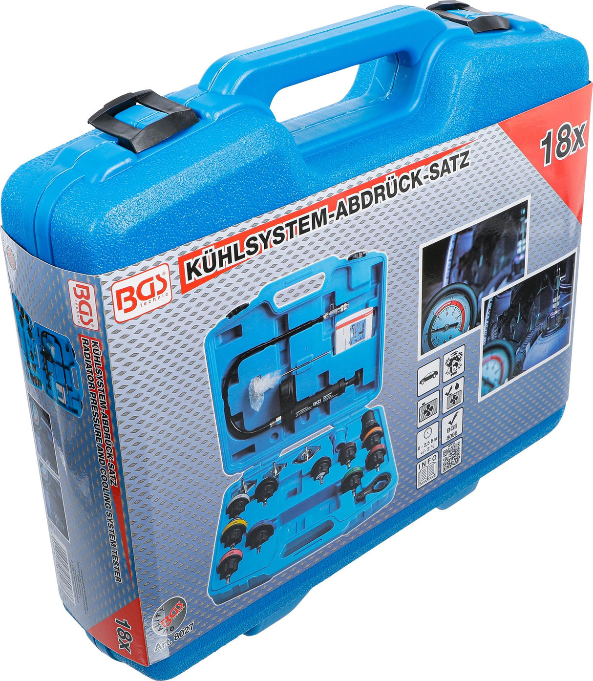 Radiatoriaus slėgio ir aušinimo sistemos testeris | 18 vnt. (8027)