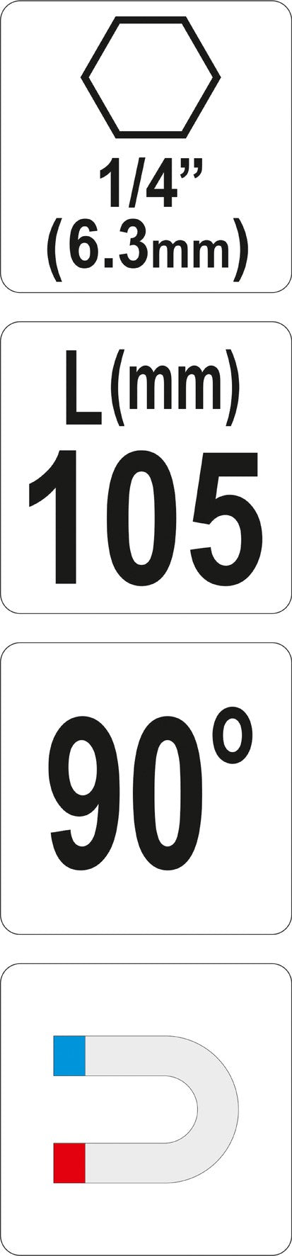 Kampinis atsuktuvas antgaliams | 6.3 mm (1/4") (YT-04630)