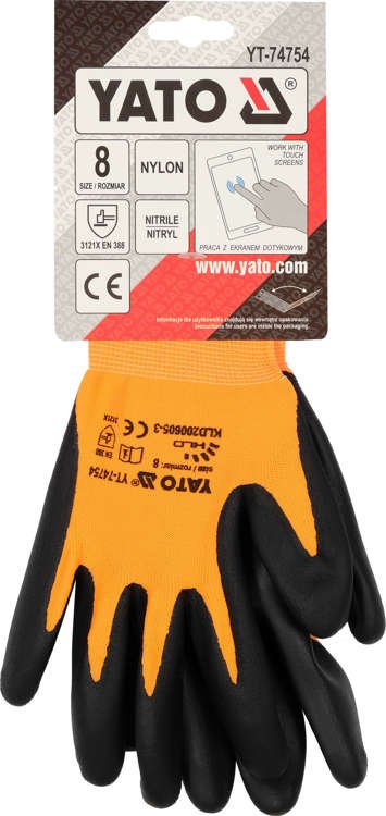 Darbo prštinės | 15 g nitrilas / nailonas | tinka jutikliniams ekranaims | 8 dydis (YT-74754)