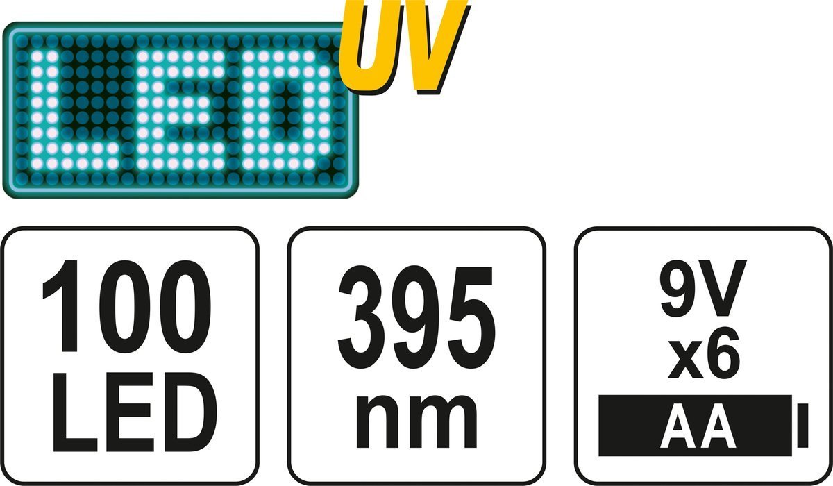 UV žibintuvėlis ir akiniai kondicionavimo sistemos nuotėkio aptikimui | UV 100 LED (YT-08582)