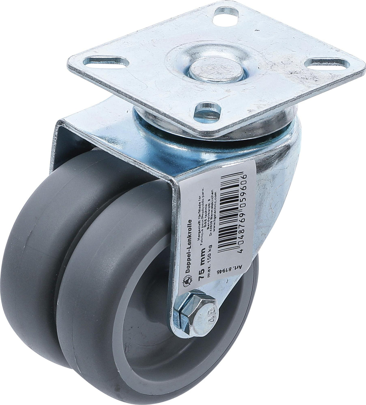 Dvigubas pasukamas ratukas | su baze | Ø 75 mm (81946)