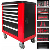 Įrankių spintelė ant ratukų | 7 stalčiai | 1 šoninės durys | 250 įrankių (H7007)