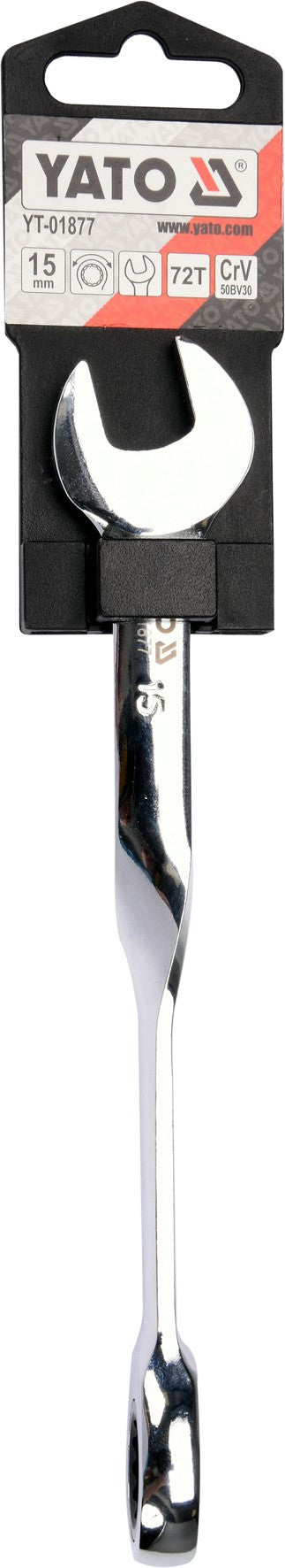 Raktas kombinuotas terkšlinis | perlenktas X | 15 mm (YT-01877)