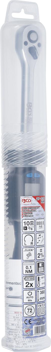 Dinamometrinis raktas | skaitmeninis | 10 mm (3/8") | 27 - 135 Nm (951)