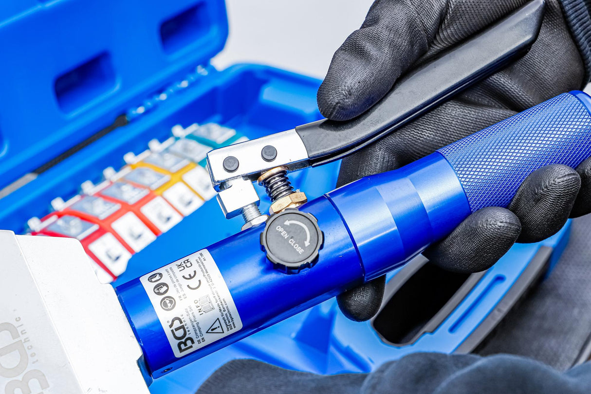 Užspaudimo replės su rinkiniu | hidraulinis | žarnų linijų jungtims (72093)