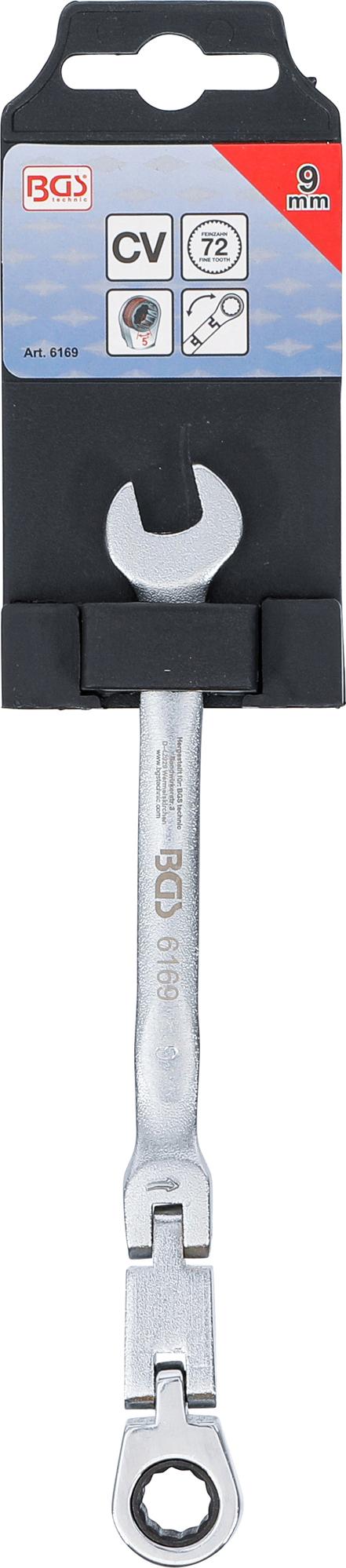 Kombinuotas raktas su terkšle | dvigubas šarnyras | 9 mm (6169)