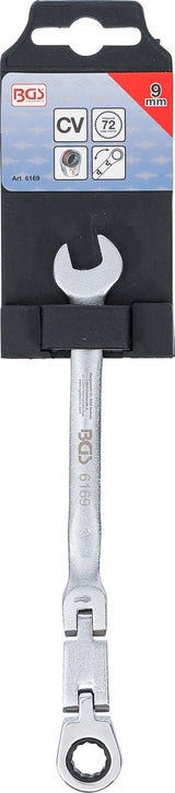 Kombinuotas raktas su terkšle | dvigubas šarnyras | 9 mm (6169)