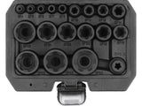Smūginių galvučių rinkinys | E-Type Plus | 6,3 mm (1/4"), 10 mm (3/8"), 12,5 mm (1/2") | EP4 - EP32 | 19 vnt. (YT-05197)