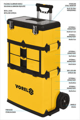 Dėžė įrankiams su ratukais | 3-jų dalių (78738)