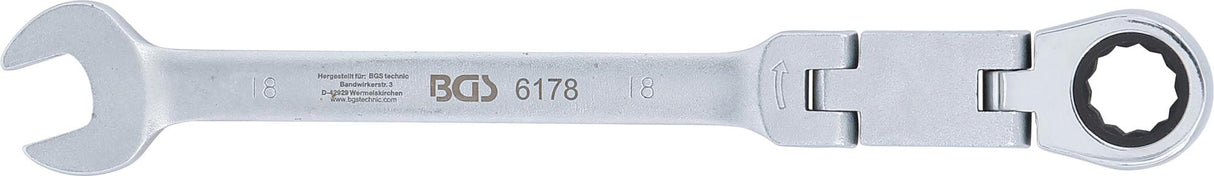 Kombinuotas raktas su terkšle | dvigubas šarnyras | 18 mm (6178)