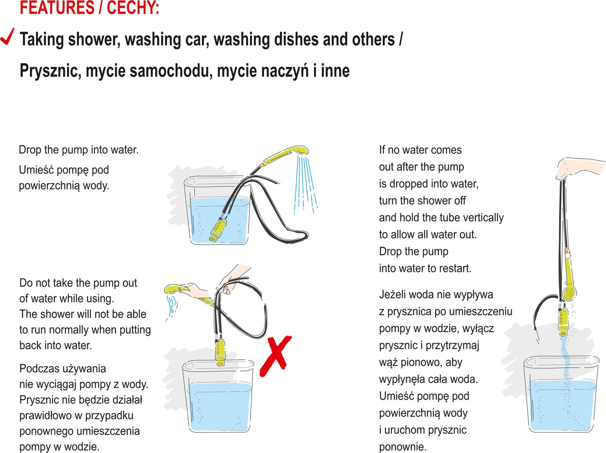 Nešiojamas turistinis dušas | 12V | 10L / min (82991)