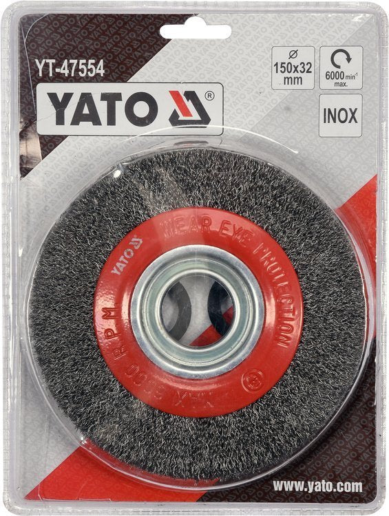 Vielinis diskinis šepetys | nerūdijantis plienas | INOX | ⌀32 / 150 mm (YT-47554)