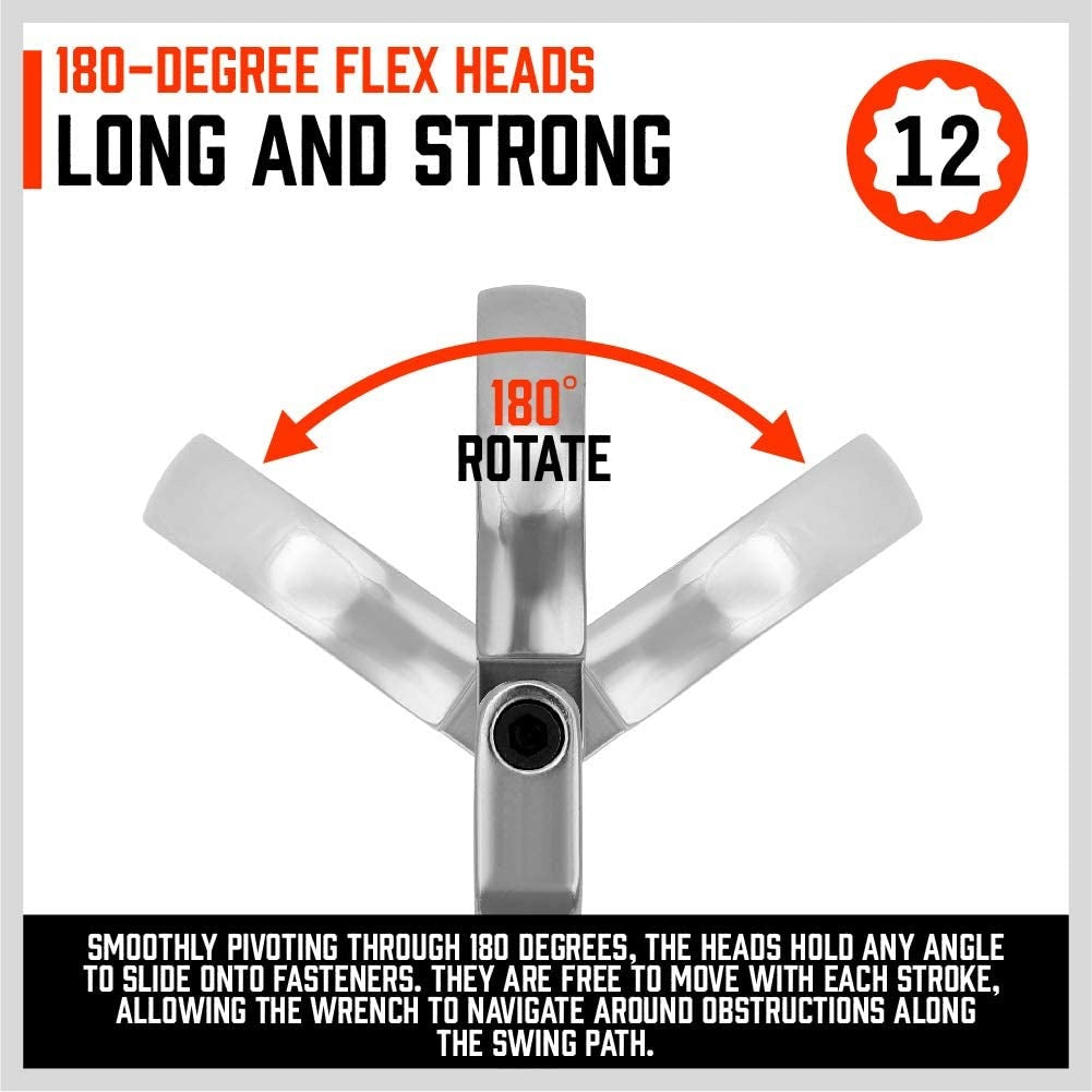 Terkšliniai dvipusiai ilgi raktai | šarnyriniai | su adapteriais | 8x9 - 17x19 mm | 10 vnt. (FMT10)