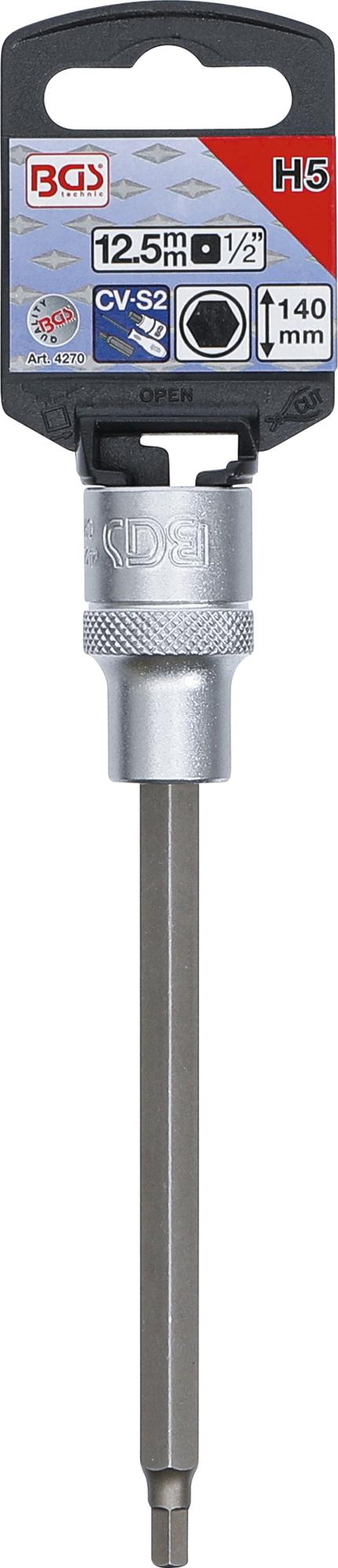 Antgalis įpresuotas į galvutę | ilgis 140 mm | 12,5 mm (1/2") | hex šešiakampis 5 mm (4270)