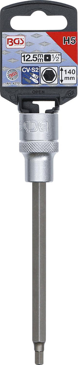 Antgalis įpresuotas į galvutę | ilgis 140 mm | 12,5 mm (1/2") | hex šešiakampis 5 mm (4270)