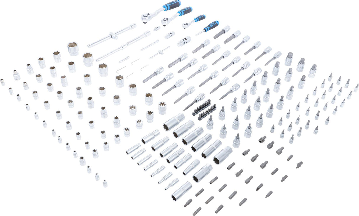 Įrankių dėklas XL: Galvučių rinkinys | 6.3 mm (1/4") / 10 mm (3/8") / 12,5 mm (1/2") | 216 vnt. (74434)