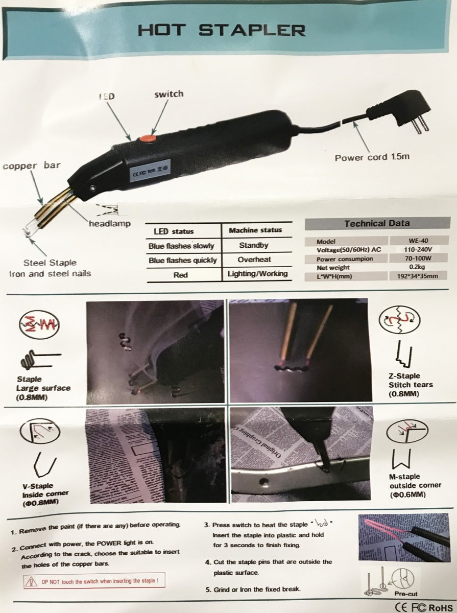 Plastiko remonto sistema / Karšto segiklio plastiko suvirinimo rinkinys (HSW70)