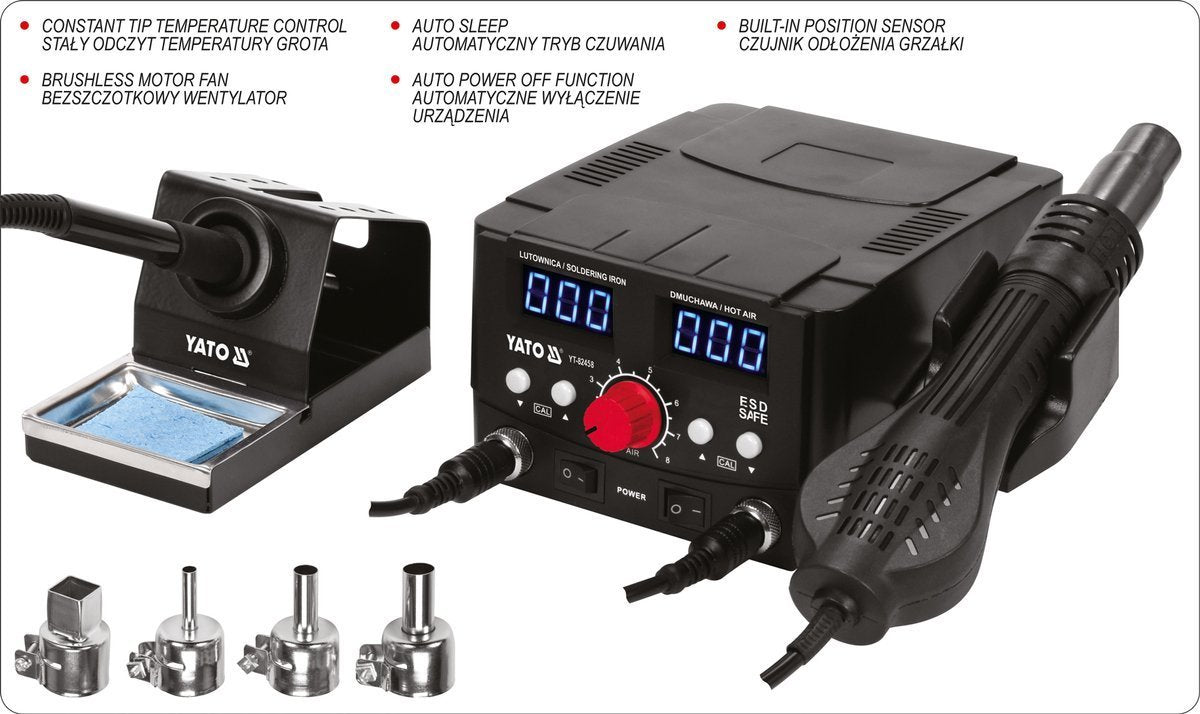 Karšto oro pūtimo stotelė | dvigubas LED ekranas | temperatūros valdymas ir daugybė funkcijų (YT-82458)