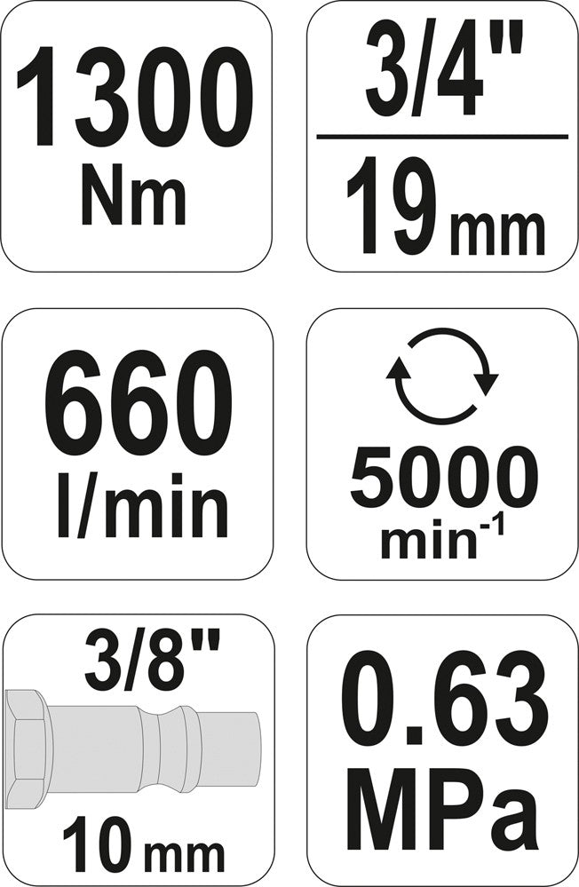 Pneumatinis smūginis veržliasukis | 20 mm (3/4") | 1300 Nm (YT-09564)