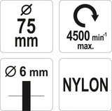 Šepetys plokščias su kotu | Nailonas | 75 mm (YT-47791)