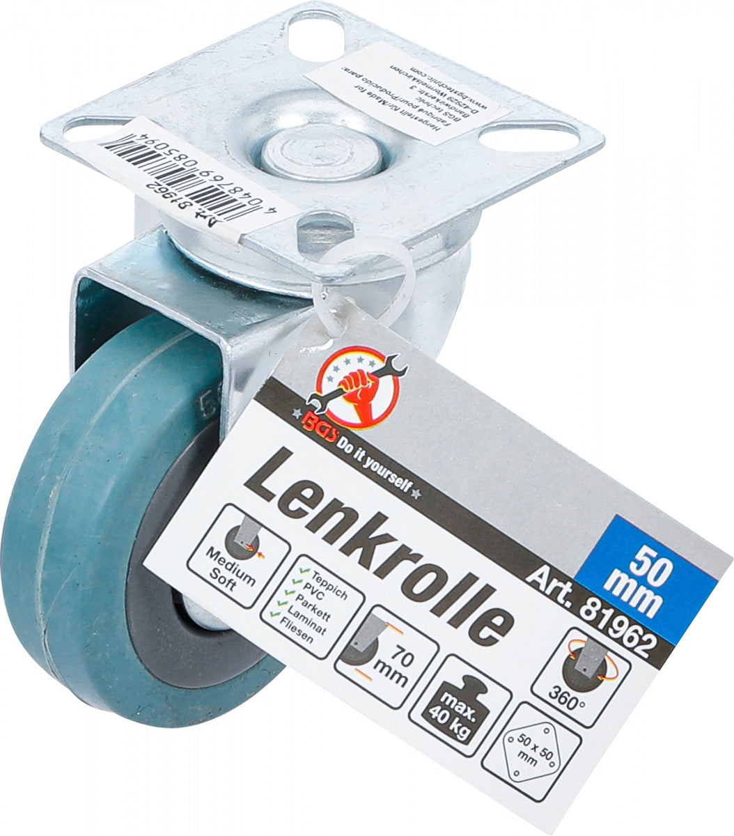 Поворотное колесо | резина | с монтажной пластиной | Ø 50 mm