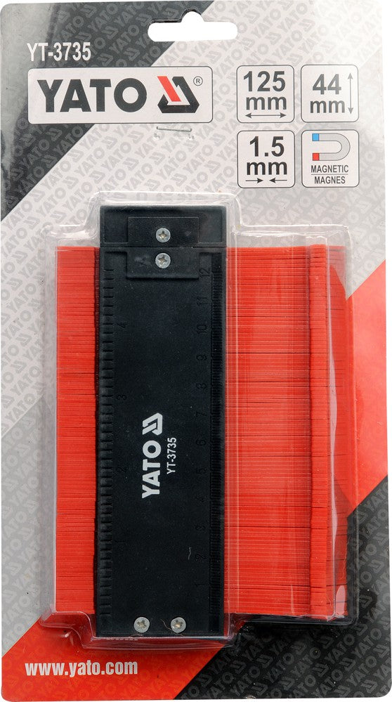 Kontūrų matuoklis/ šablonas/ trafaretas profiliams | 125 mm (YT-3735)