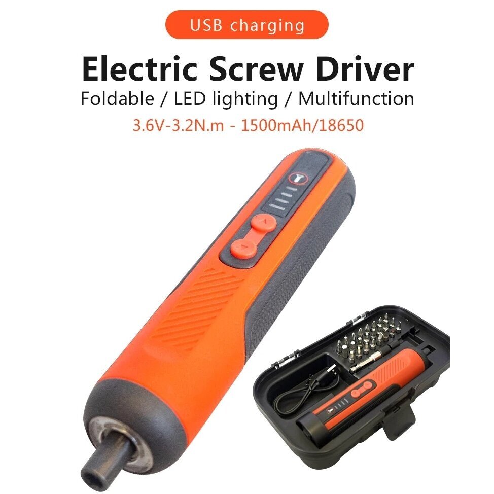 Akumuliatorinis atsuktuvas | USB | su antgalių rinkiniu | 24 vnt. (CES26)